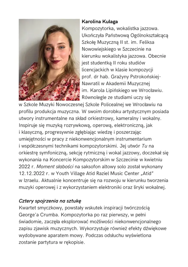 Koncert Kompozytorski IX Studenckiej Konferencji Naukowej Wieloznaczność dźwięku