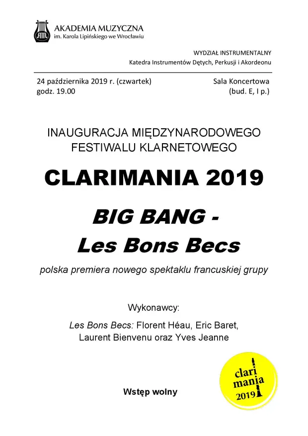 Międzynarodowy Festiwal Klarnetowy Clarimania 2019