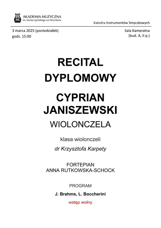 Recital dyplomowy - Cyprian Janiszewski