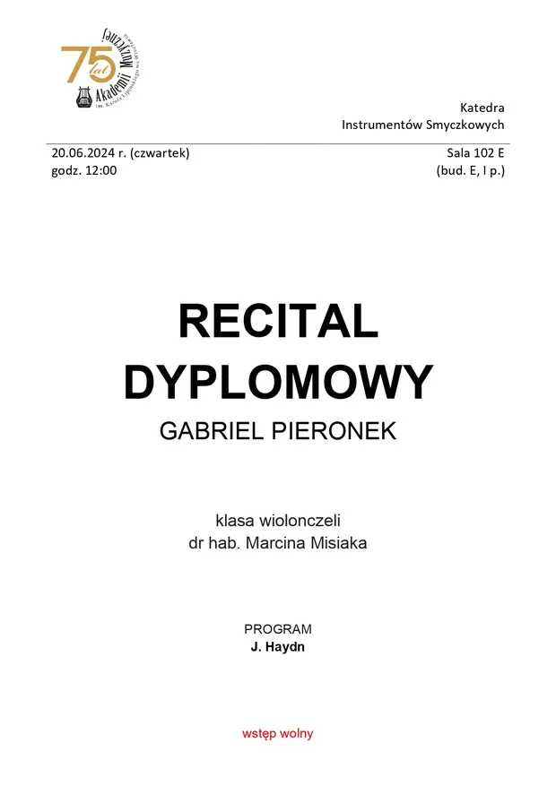 Recital Dyplomowy Gabriel Pieronek