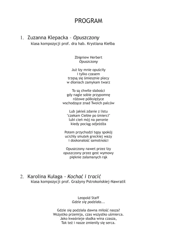 Koncert Muzyki Inspirowanej Poezją De manu mulieris