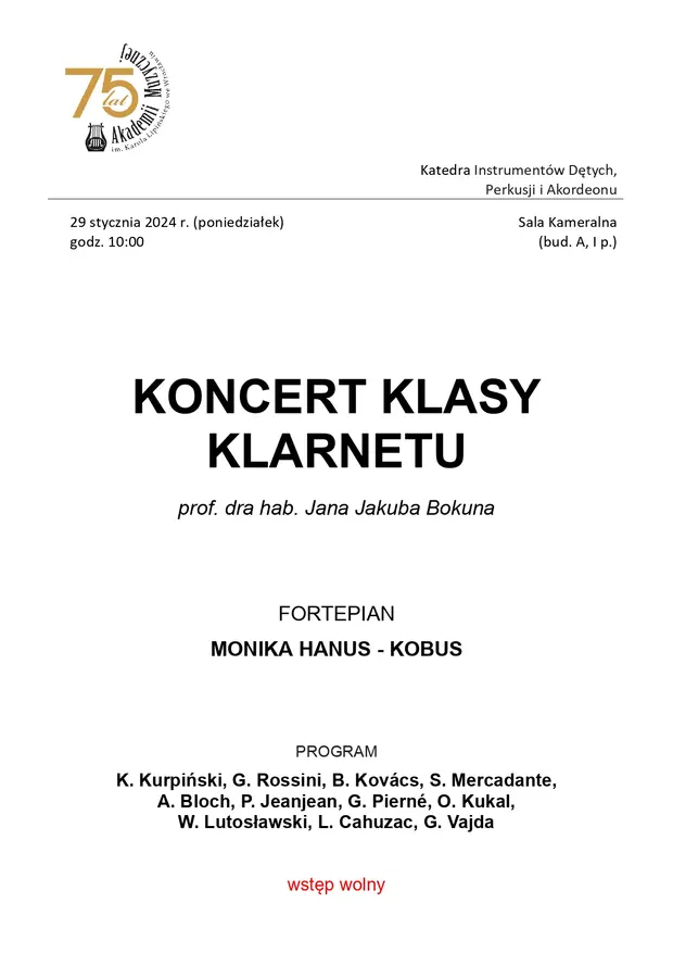 Koncert klasy klarnetu