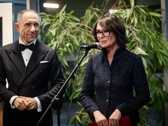 Pani Agnieszka Hejduk-Domańska, Zastępca Dyrektora Departamentu Szkolnictwa Artystycznego i Edukacji Kulturalnej Ministerstwa Kultury i Dziedzictwa Narodowego oraz JM Rektor AMKL prof. dr hab. Krystian Kiełb