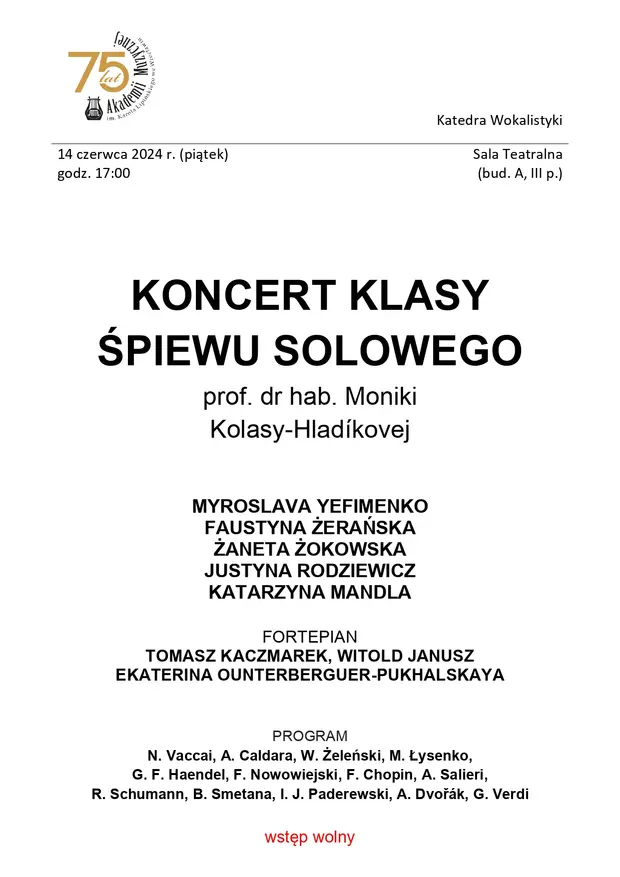 Koncert klasy śpiewu solowego
