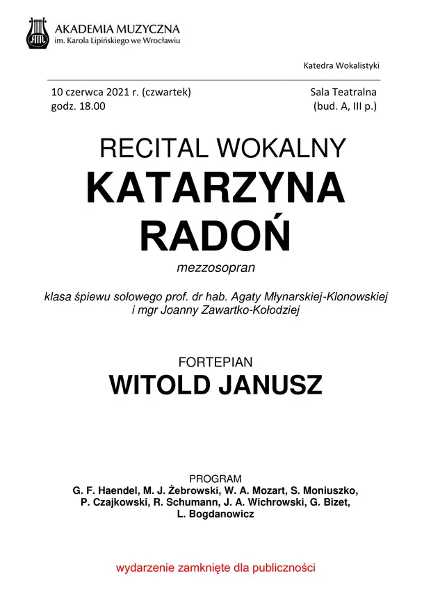 Katarzyna Radoń - recital wokalny