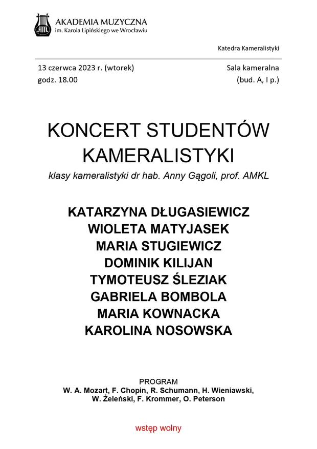 Koncert Student&oacute;w Kameralistyki