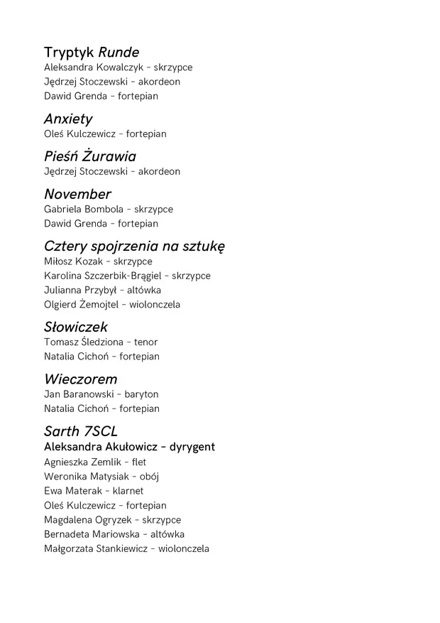 Koncert Kompozytorski IX Studenckiej Konferencji Naukowej Wieloznaczność dźwięku