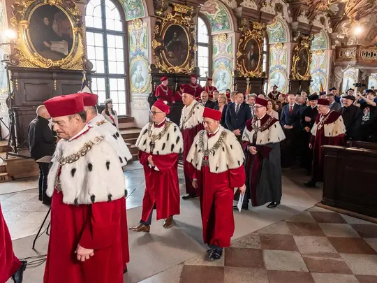 IM Rectors of KRUWiO and Guests gathered in the Leopoldina Hall of the University of Wrocław