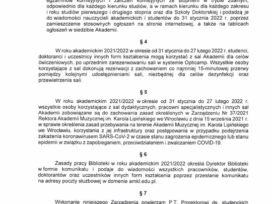 treść zarządzenia