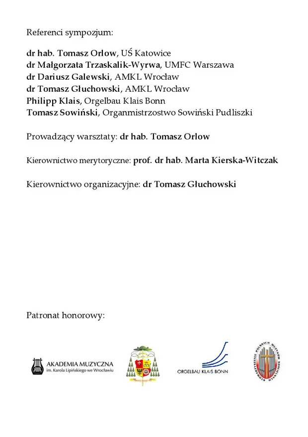 XIII Og&oacute;lnopolskie Sympozjum i Warsztaty dla Organist&oacute;w