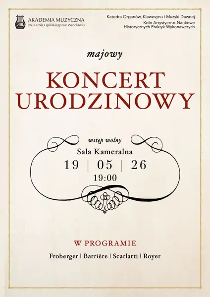 Majowy Koncert urodzinowy: Froberger, Barrière, Scarlatti, Royer