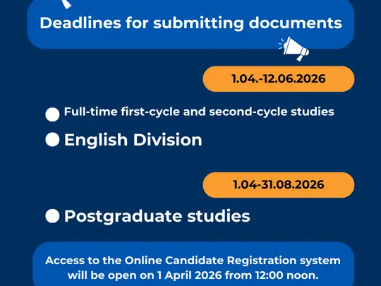 Dates of entrance examinations for studies in the 2026/2027 academic year