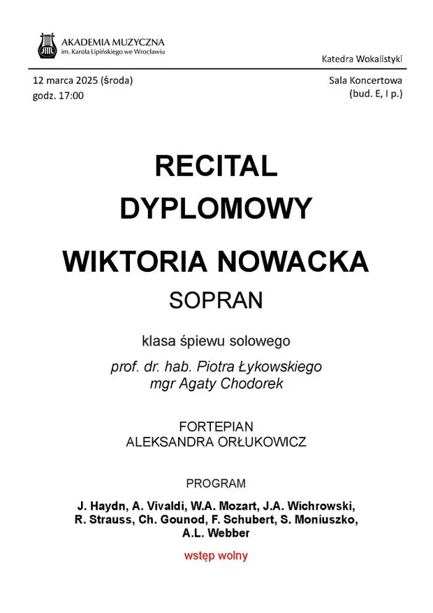 Recital dyplomowy - Wiktoria Nowacka
