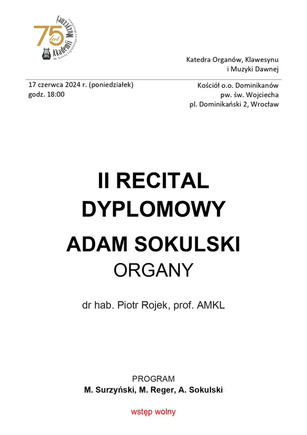 II Recital Dyplomowy Adam Sokulski