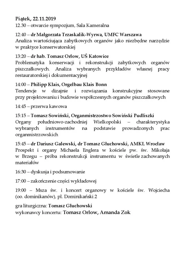 XIII Og&oacute;lnopolskie Sympozjum i Warsztaty dla Organist&oacute;w