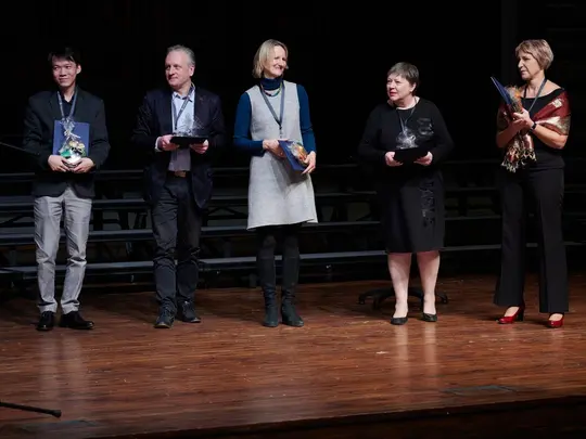 Jury Turnieju podczas Koncertu Laureat&oacute;w &ndash; prof. dr hab. Marta Kierska-Witczak, prof. dr hab. Elżbieta Wtorkowska, prof. Anne Kohler, prof. Gintautas Venislovas, Heng-Yi Pao