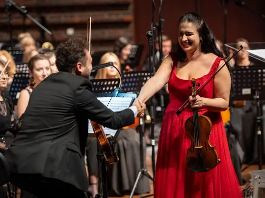 Sara Dragan oraz Radosław Pujanek, concertmaster of the Academic Symphony Orchestra