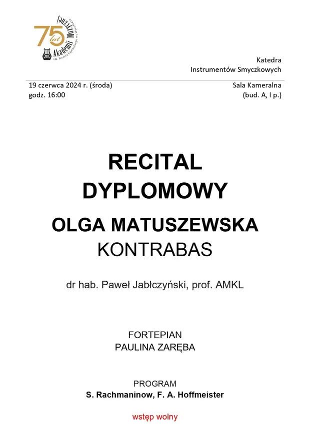 Recital dyplomowy Olga Matuszewska