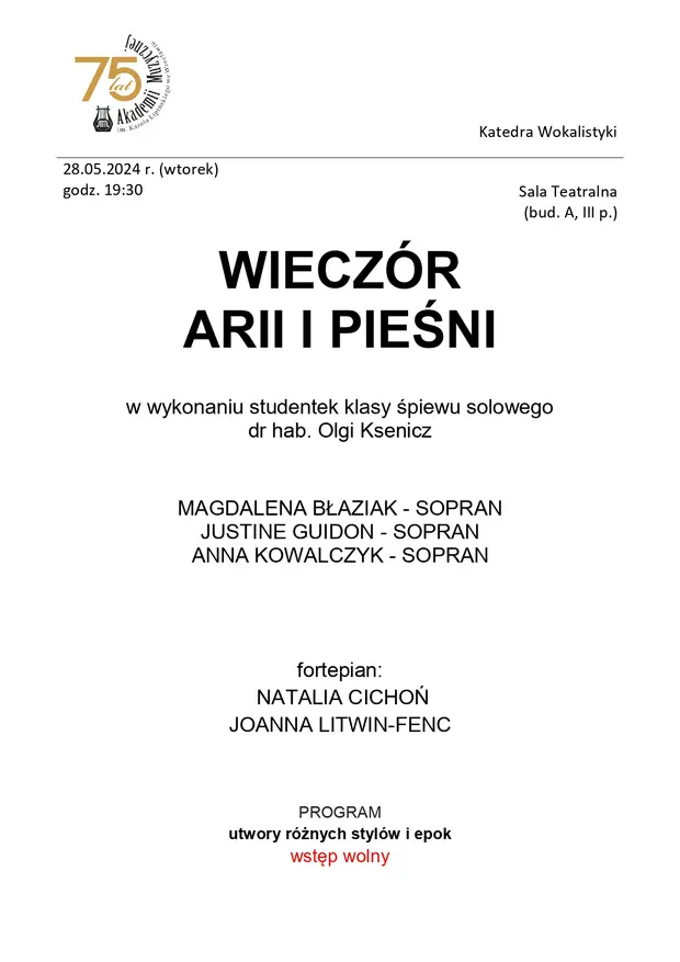 Wiecz&oacute;r arii i pieśni