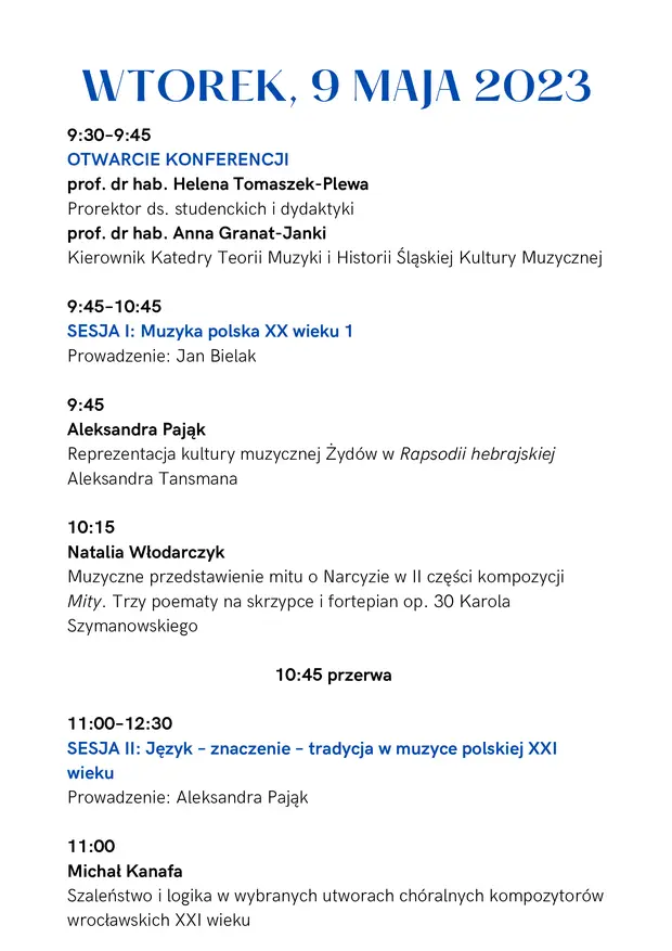 IX Studencka Konferencja Naukowa Wieloznaczność Dźwięku