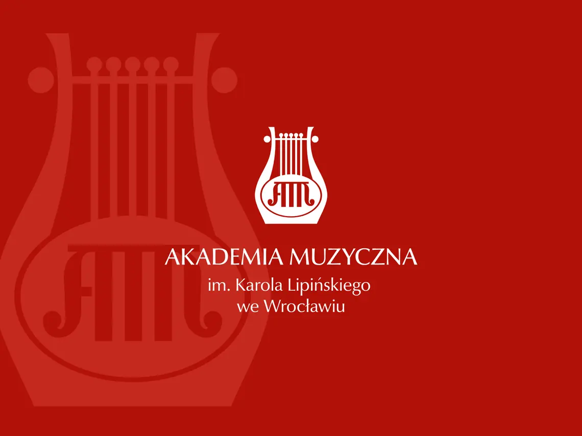 Biały logotyp amkl na czerwonym tle