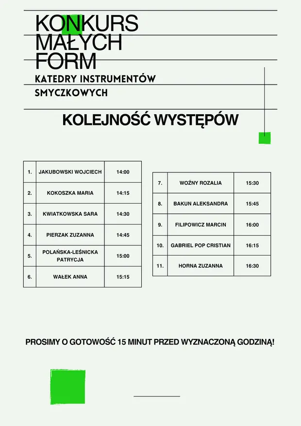 Konkurs Małych Form Katedry Instrument&oacute;w Smyczkowych