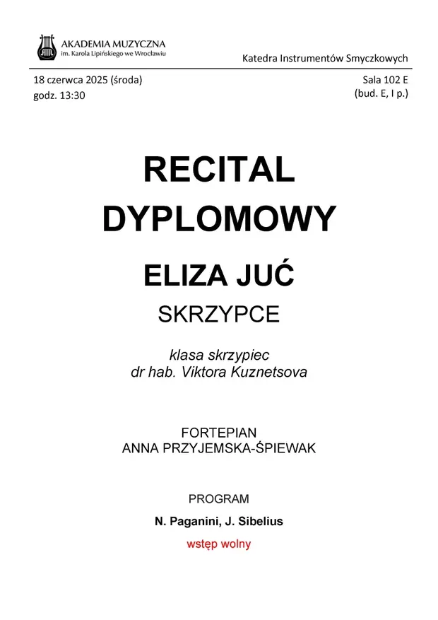 Recital dyplomowy - Eliza Juć