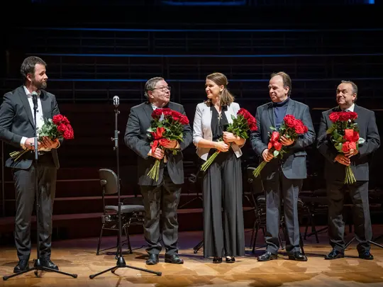 Jury Konkursu: dr hab. Paweł Jabłczyński, prof. AMKL, prof. dr hab. Jarosław Pietrzak, sekretarz Jury dr Magdalena Ziarkowska-Kołacka, prof. Florin Croitoru, prof. dr hab. Bartosz Bryła