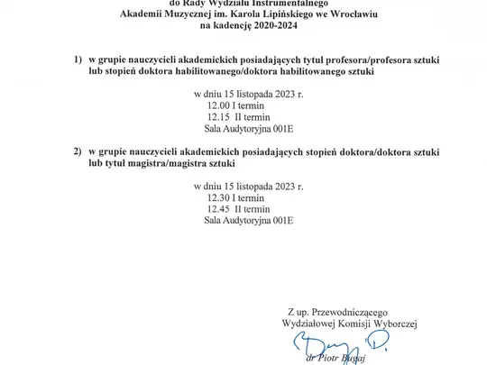 Wybory do Senatu i Rad Wydział&oacute;w AMKL