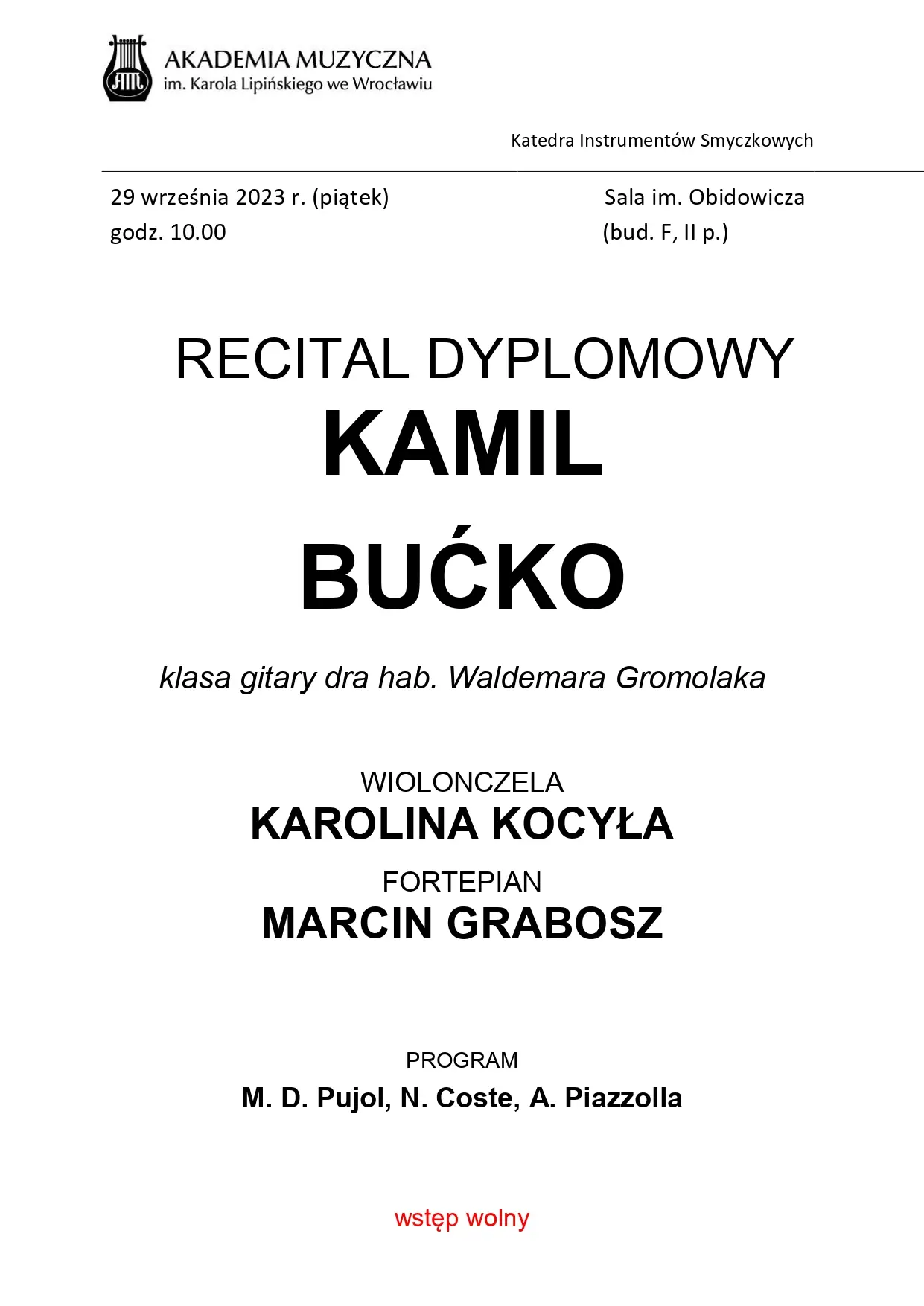 Recital dyplomowy Kamila Bućko