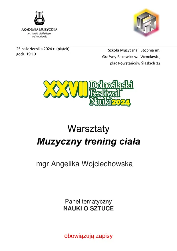 Warsztaty &bdquo;Muzyczny trening ciała&rdquo;