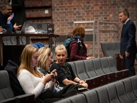 Members of the AMKL community gathered in the Concert Hall during the election of the Rector of the Karol Lipiński Academy of Music in Wrocław for the 2024-2028 term