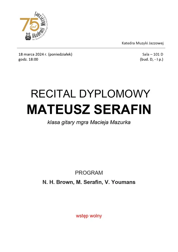 Recital Dyplomowy Mateusza Serafina