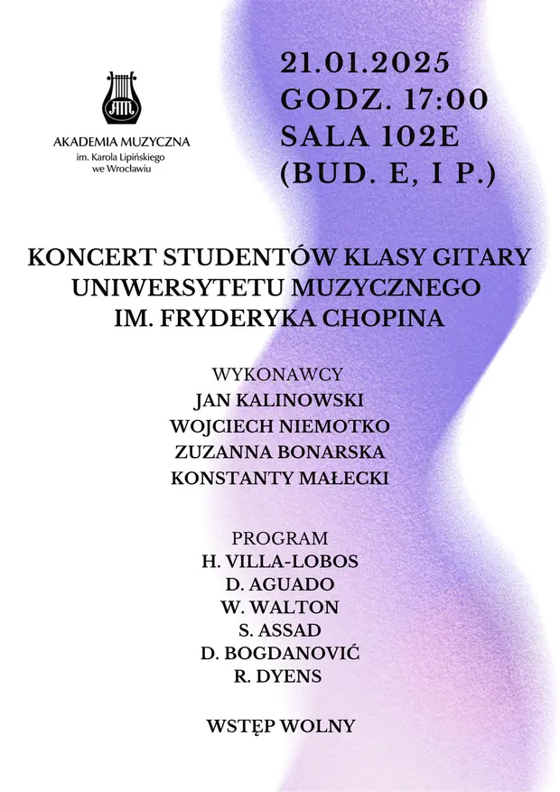 Koncert student&oacute;w klasy gitary Uniwersytetu Muzycznego im. Fryderyka Chopina