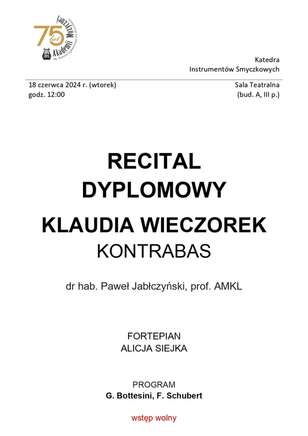 Recital dyplomowy Klaudia Wieczorek