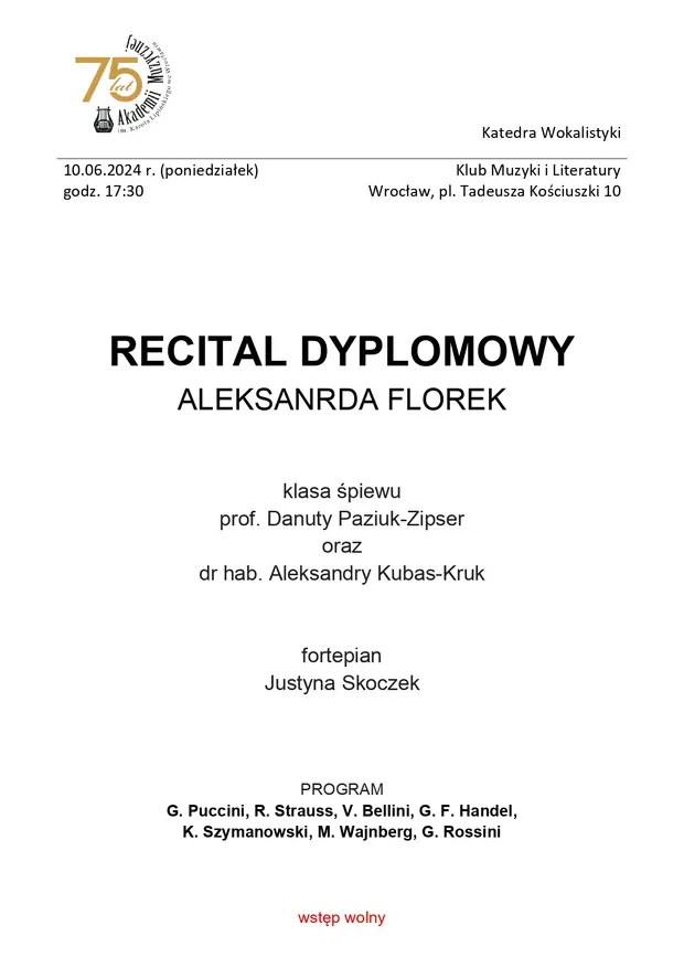Recital dyplomowy Aleksandry Florek