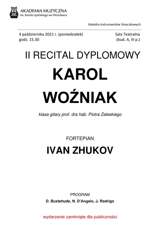 II Recital dyplomowy Karola Woźniaka