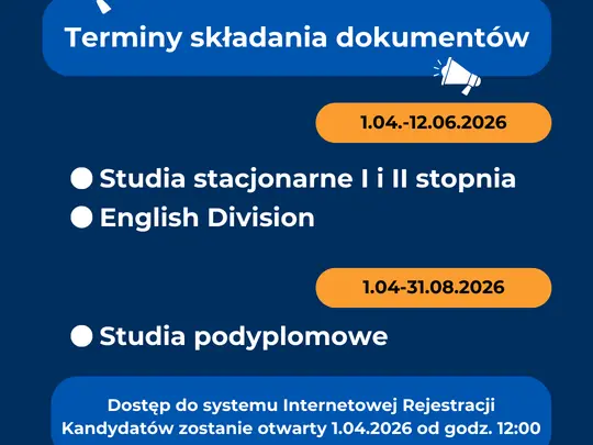 Terminy egzamin&oacute;w wstępnych w roku akademickim 2026/2027