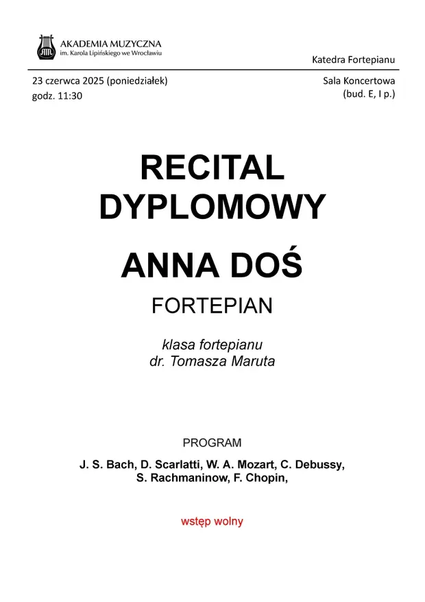 Recital dyplomowy - Anna Doś
