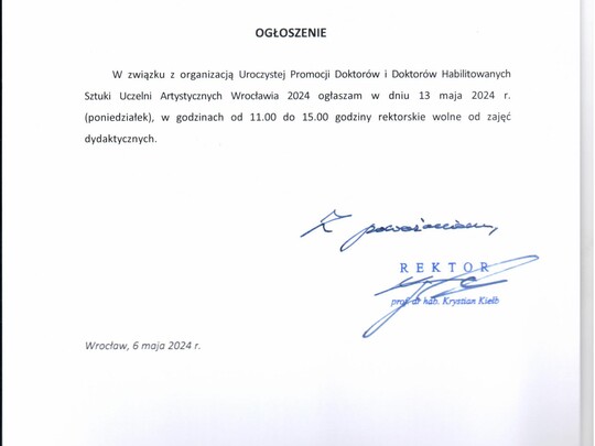 Godziny rektorskie w dniu 13.05.2024 r.