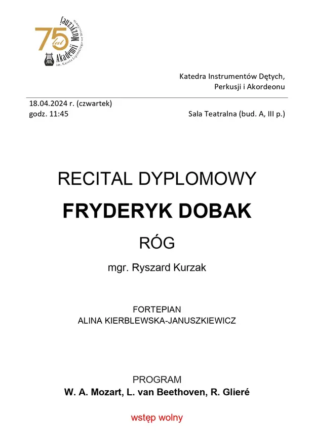 Recital dyplomowy Fryderyk Dobak