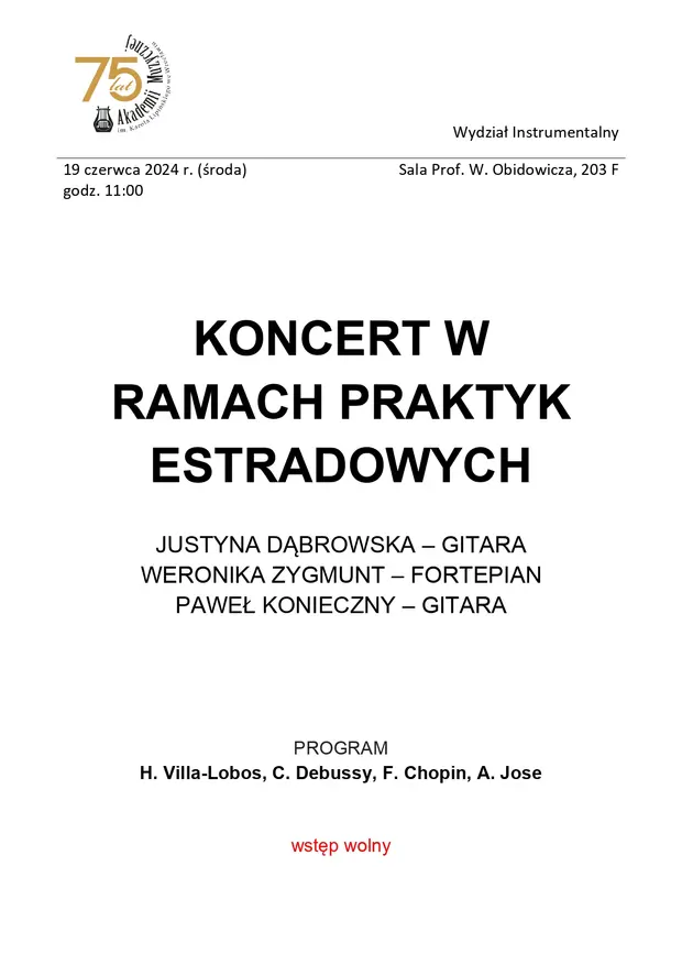 Koncert w ramach praktyk estradowych