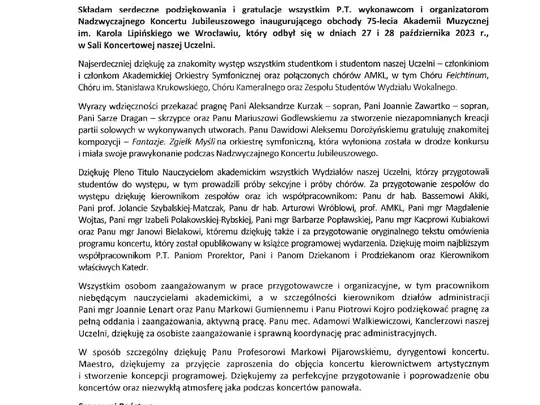 Nadzwyczajny Koncert Jubileuszowy