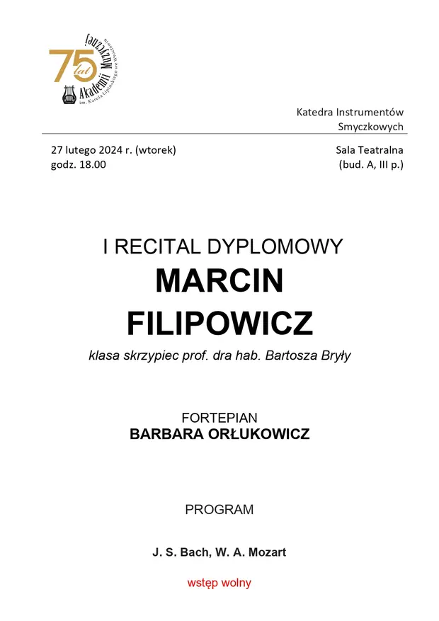 Recital dyplomowy Marcin Filipowicz