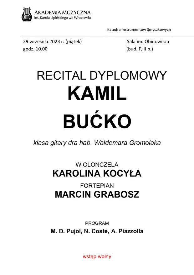Recital dyplomowy Kamila Bućko
