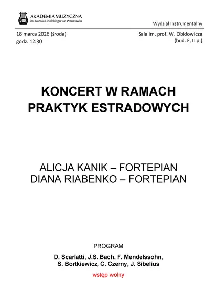 Koncert w ramach praktyk estradowych