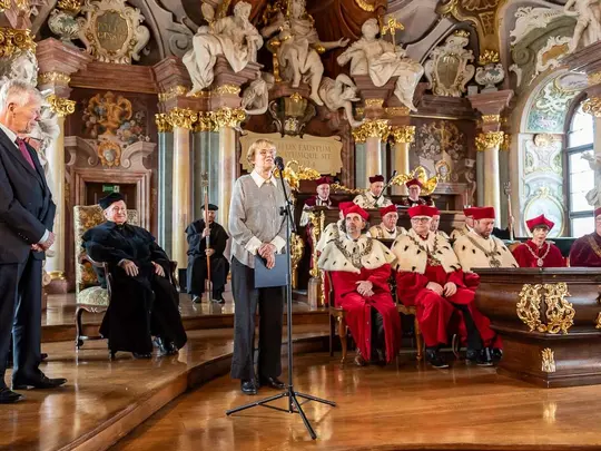 Tegoroczni Laureaci Wrocławskiej Nagrody Naukowej, prof. Grażyna Pstrokońska-Nawratil oraz prof. Jan Miode