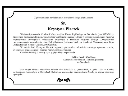 Pożegnanie śp. Krystyny Płaczek