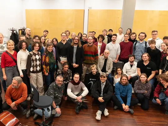 Leszek Możdzer, Lars Danielsson and participants of the Jazz Masterclass Możdzer Danielsson Fresco workshops