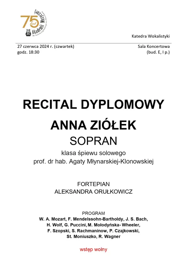 Recital dyplomowy Anna Zi&oacute;łek